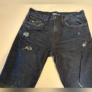 Mens Old Navy Slim Built In Flex Dark Wash Jeans 32x30 Distressed